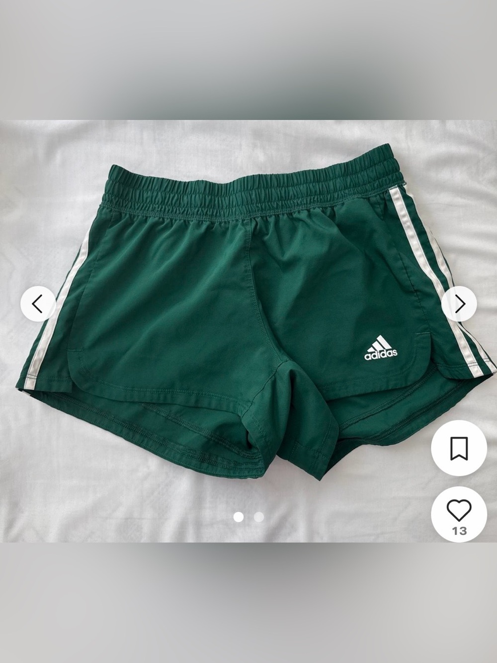 adidas Women’s Dark Green Athletic 3-Stripe Shorts